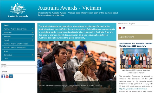 Tuyển sinh 50 suất học bổng Chính phủ Úc dành cho Việt Nam