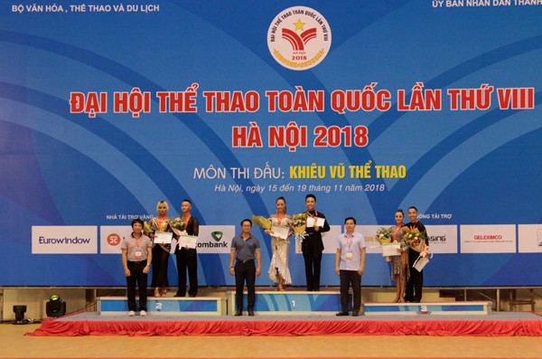 Hà Nội nhất toàn đoàn môn Khiêu vũ thể thao tại Đại hội Thể thao toàn quốc lần thứ 8 - Ảnh 1.