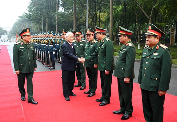 Những hình ảnh Tổng Bí thư, Chủ tịch nước Nguyễn Phú Trọng dự Hội nghị Quân chính toàn quân năm 2018 - Ảnh 3.