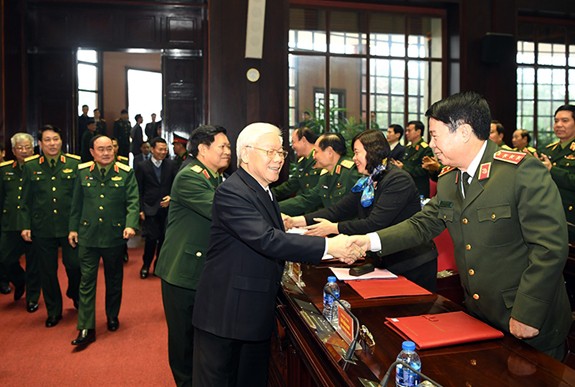 Những hình ảnh Tổng Bí thư, Chủ tịch nước Nguyễn Phú Trọng dự Hội nghị Quân chính toàn quân năm 2018 - Ảnh 5.