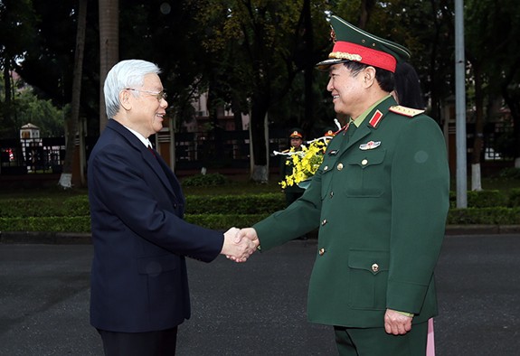 Những hình ảnh Tổng Bí thư, Chủ tịch nước Nguyễn Phú Trọng dự Hội nghị Quân chính toàn quân năm 2018 - Ảnh 1.