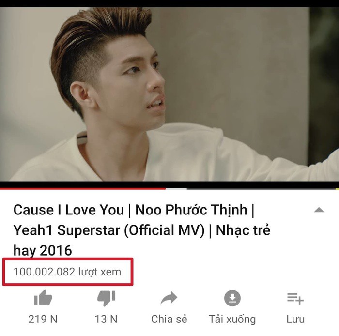 MV Cause I Love You của Noo Phước Thịnh đạt 100 triệu view - Ảnh 1. MV Cause I Love You của Noo Phước Thịnh đạt 100 triệu view - Ảnh 1.