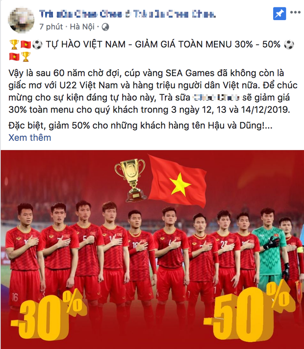 Hàng quán đua nhau giảm giá ăn mừng đội tuyển bóng đá Việt Nam giành huy chương vàng SEA Games - Ảnh 2.
