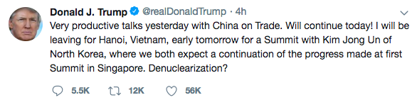 Đích thân Tổng thống Trump công bố thời điểm lên đường tới Hà Nội - Ảnh 1.