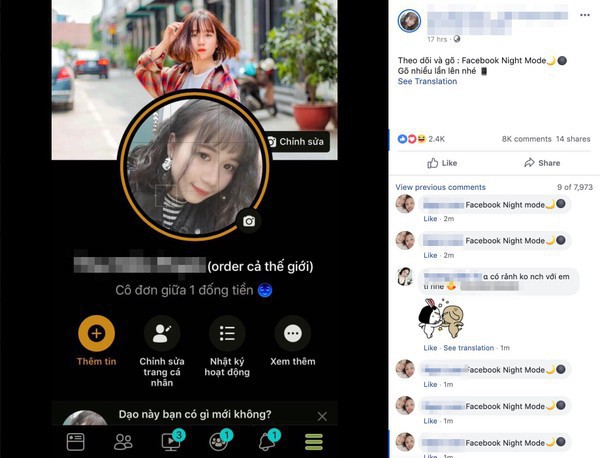 Cư dân mạng Việt Nam tiếp tục ăn quả lừa khi comment Facebook Night Mode để kích hoạt chế độ ban đêm - Ảnh 1.