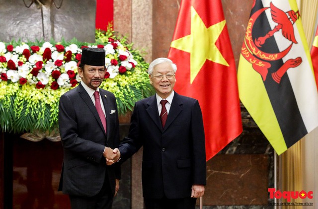 Tổng Bí thư, Chủ tịch nước Nguyễn Phú Trọng hội đàm với Quốc vương Brunei Darussalam Haji Hassanal Bolkiah - Ảnh 1. Tổng Bí thư, Chủ tịch nước Nguyễn Phú Trọng hội đàm với Quốc vương Brunei Darussalam Haji Hassanal Bolkiah - Ảnh 1.
