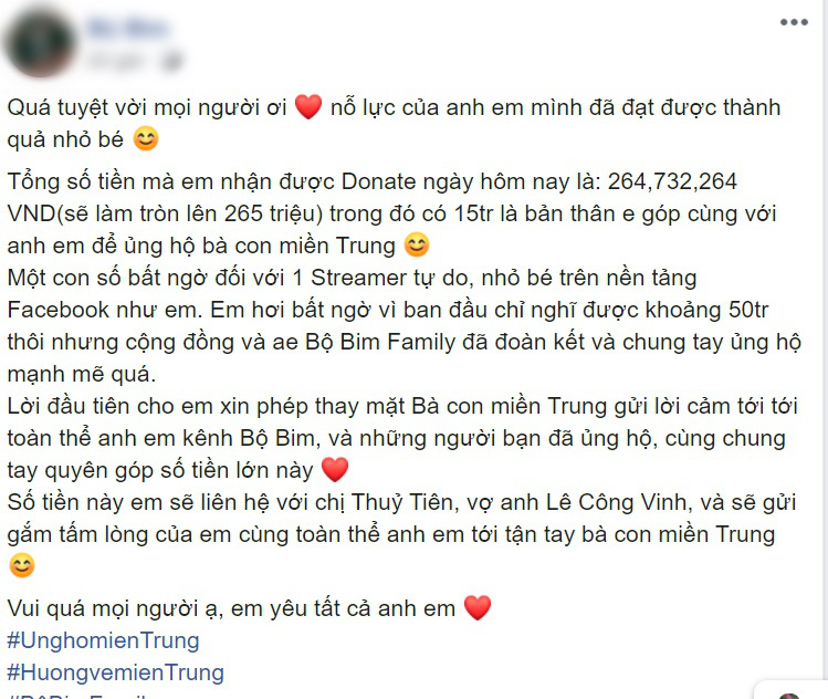 Nam streamer 9x gửi toàn bộ 270 triệu được fan donate để ủng hộ đồng bào miền Trung: "Em livestream gần 1 năm không lương hôm nay em sẽ dành tiền donate của anh em để gửi tới đồng bào miền Trung" - Ảnh 1.