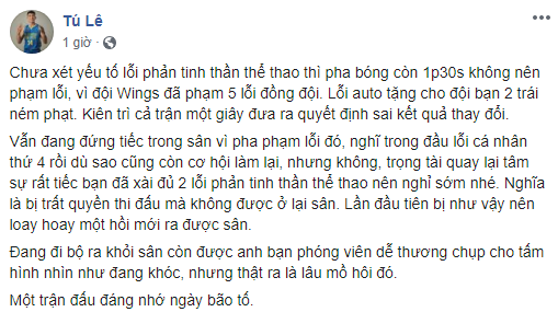 Những trải lòng của Lê Ngọc Tú sau khi bị truất quyền thi đấu trong trận thua tiếc nuối trước Cantho Catfish - Ảnh 2.