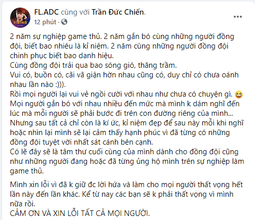 Nóng: ADC bất ngờ thông báo giải nghệ, chia tay Team Flash? - Ảnh 1.