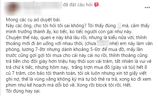 &quot;Em gái mưa&quot; ngọt nhạt nhờ thanh toán hóa đơn shopping gần chục triệu, chàng trai gật đầu nhưng đưa thêm tờ giấy khiến cô nàng vội vàng block - Ảnh 1.