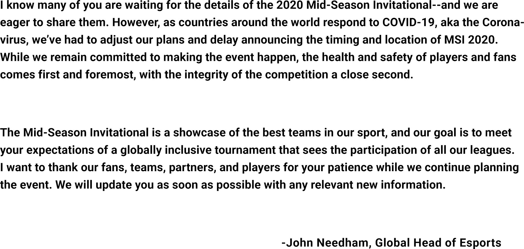 Chính thức: Giải đấu MSI - Mid-Season Invitational 2020 bị lùi lịch khởi tranh - Ảnh 1.