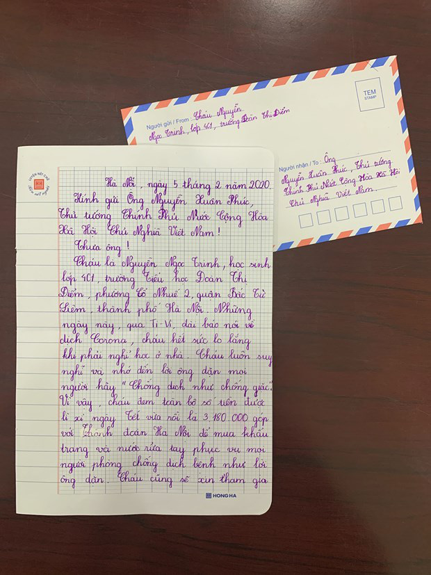 Học sinh lớp 4 ở Hà Nội viết thư cho Thủ tướng và góp tiền chống dịch 2019-nCoV - Ảnh 2.