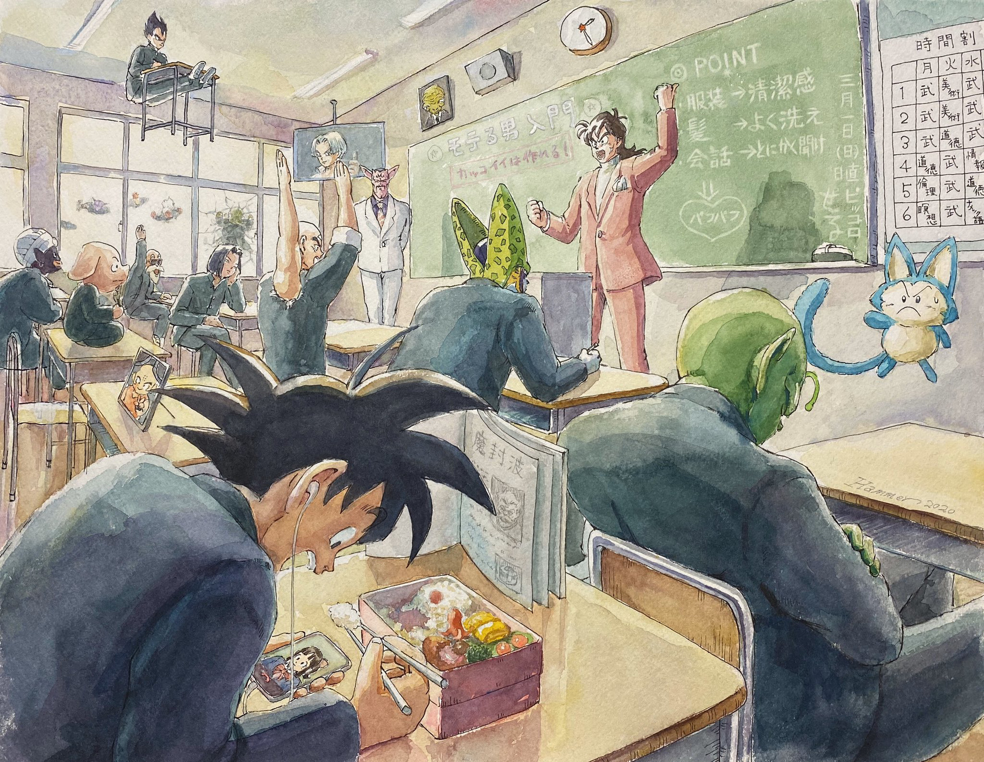 Chết cười loạt tranh vẽ fan art các nhân vật phản diện Dragon Ball trở thành... nữ sinh trung học - Ảnh 7.