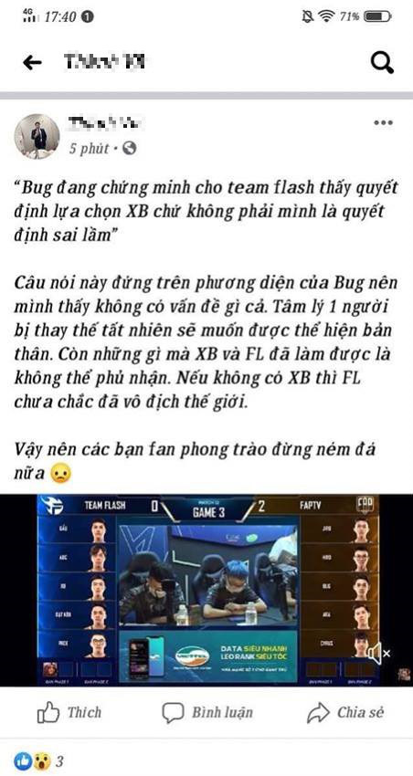 “Đưa mồm đi chơi xa”, fan của Team Flash đã cùng nhau “thánh chiến” khiến BLV của Garena buộc phải xóa bài - Ảnh 1.