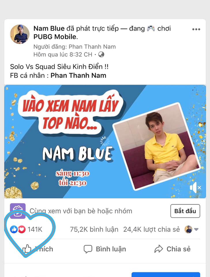 Streamer Nam Blue lập kỉ lục mới, 141.000 thả like cho một buổi stream - Ảnh 2.