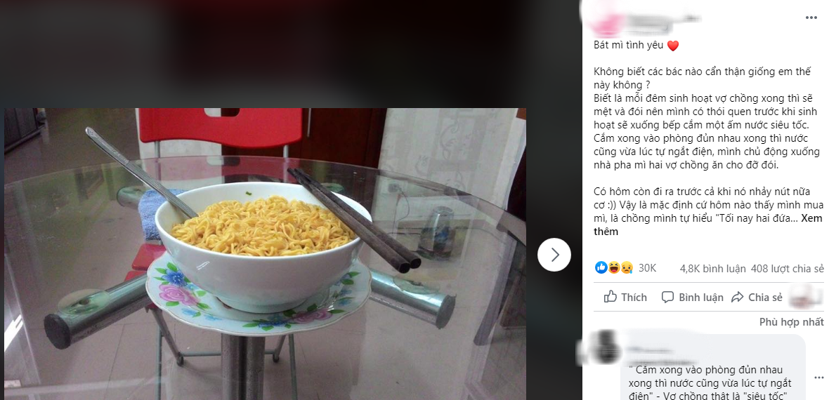 Cô vợ lên mạng khoe bát mì ấm áp tình yêu sau mỗi lần 2 vợ chồng gần gũi, dân mạng lại chăm chăm chỉ ra &quot;có gì đó sai sai&quot; trong chuyện này - Ảnh 1.