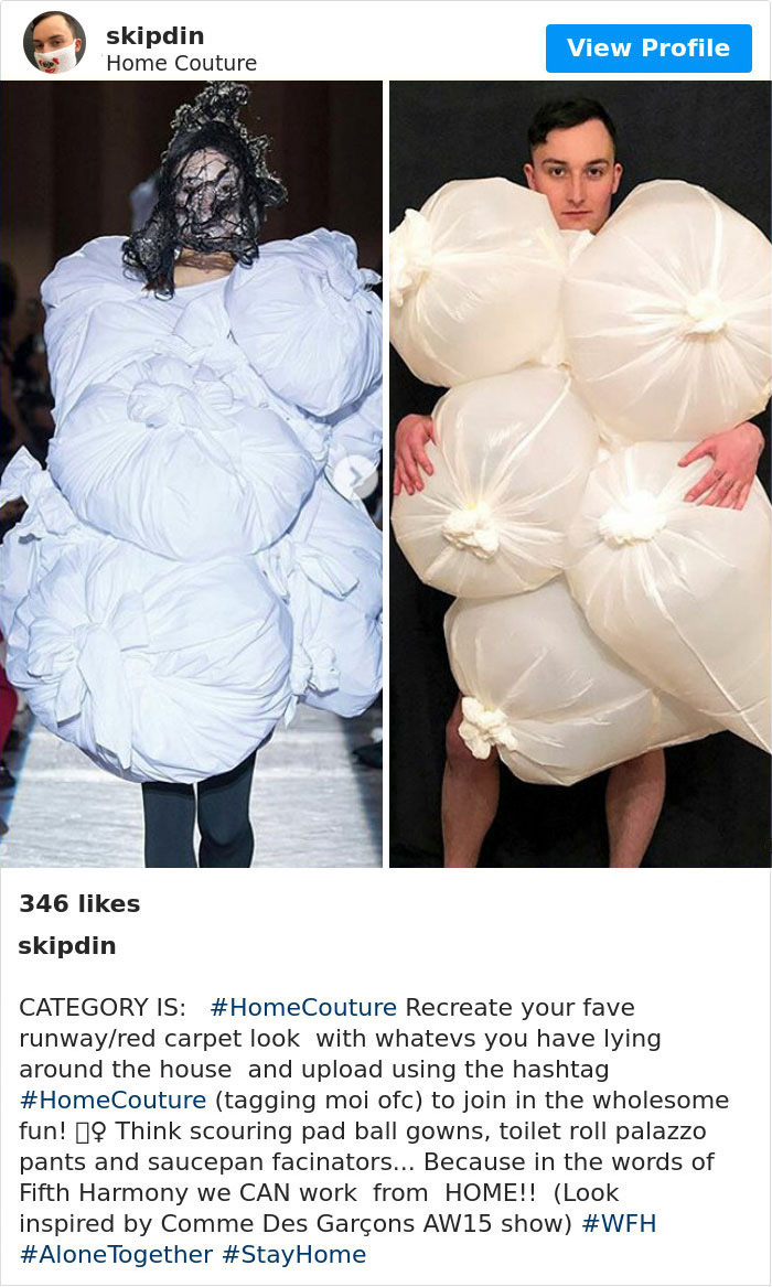 Rảnh rỗi sinh sáng tạo, những tác phẩm cosplay thời trang để đời mùa cách ly chống dịch Covid-19 - Ảnh 1. Rảnh rỗi sinh sáng tạo, những tác phẩm cosplay thời trang để đời mùa cách ly chống dịch Covid-19 - Ảnh 1.
