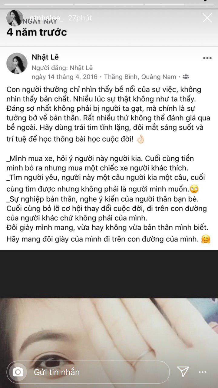 Nhật Lê chia sẻ dòng status đầy tâm trạng, ẩn ý đã chọn sai người giữa nghi vấn rạn nứt lần N với Quang Hải - Ảnh 2. Nhật Lê chia sẻ dòng status đầy tâm trạng, ẩn ý đã chọn sai người giữa nghi vấn rạn nứt lần N với Quang Hải - Ảnh 2.