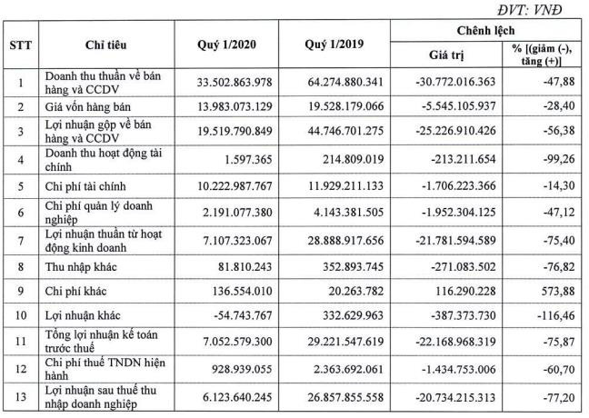 Sông Ba (SBA): Quý 1/2020 lãi 6 tỷ đồng giảm 77% so với cùng kỳ - Ảnh 1.