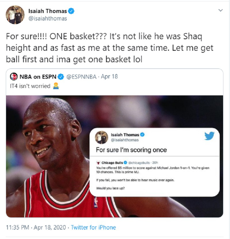 Isaiah Thomas tự tin trước thử thách mang tên &quot;Ghi điểm trước Michael Jordan giành 5 triệu USD&quot; - Ảnh 2.