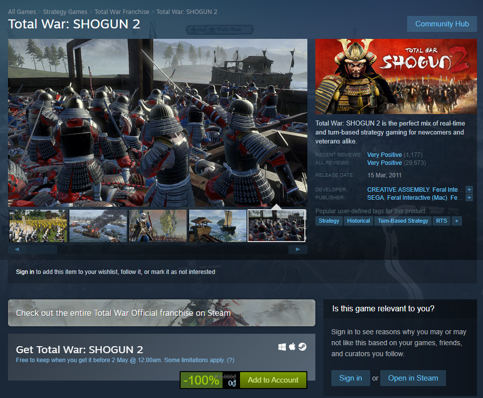 Total War: Shogun 2 đang miễn phí 100% trên Steam, các bạn hãy vào đây để lấy game ngay và luôn - Ảnh 2.