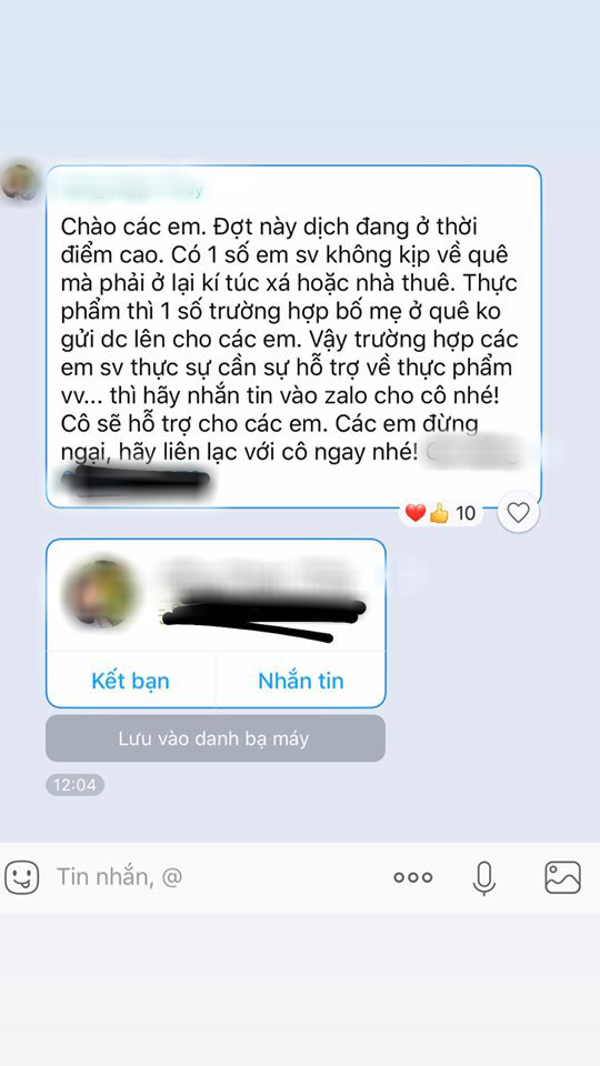 Sợ sinh viên ở thành phố một mình, cô giáo nhắn tin siêu ưng bụng: Thiếu quá đừng ăn mỳ tôm, nhắn cô mang thực phẩm hoặc tiền sang cho - Ảnh 1.