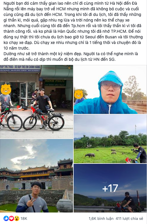 Trai Hàn đi du lịch từ Hà Nội đến Sài Gòn bằng xe đạp trong gần 1 năm: “Nhiều người bảo tôi là đồ điên nhưng vì đam mê nên mặc kệ!” - Ảnh 1.