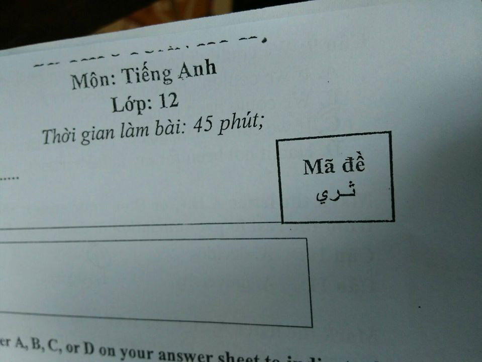 Cầm tờ đề kiểm tra 1 tiết môn tiếng Anh, cả lớp được phen cười ngất khi nhìn vào mã đề  - Ảnh 1.