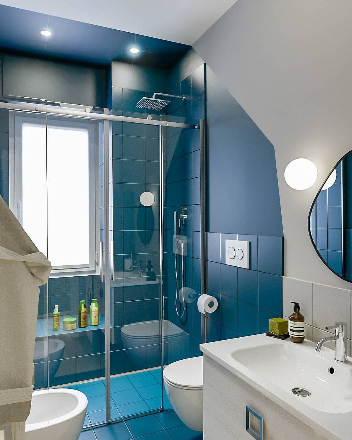 Decor phòng tắm mùa hè &quot;mát lịm&quot; với tông màu trắng - xanh - Ảnh 3.