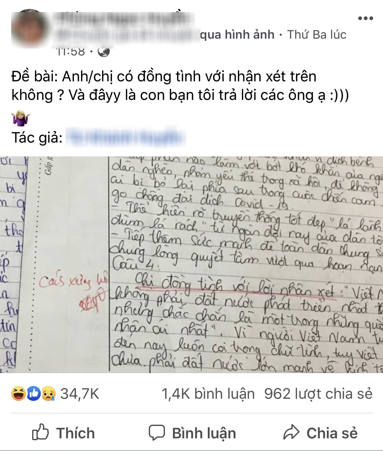 Bài thi với màn hỏi - đáp độc nhất vô nhị của nữ sinh Hà Nội: Dòng chữ gạch chân đỏ hút nghìn like - Ảnh 1.