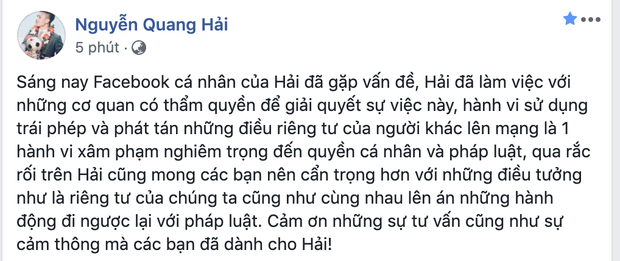 Quang Hải bị hack facebook, những cô gái liên quan trong tin nhắn riêng tư có được báo công an? - Ảnh 2.