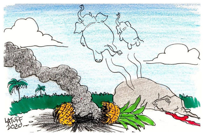 Cư dân mạng vẽ tranh tưởng niệm voi mẹ chết thảm do ăn quả dứa chứa mìn - Ảnh 10.