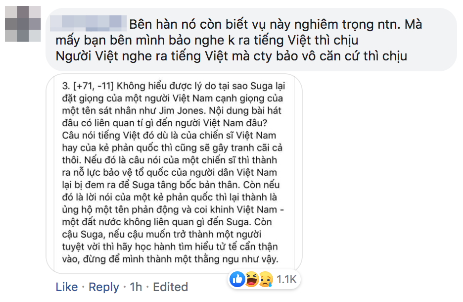 Netizen Việt phản ứng gay gắt sau lời phủ nhận của Big Hit về câu nói tiếng Việt không rõ nguồn gốc trong ca khúc của SUGA (BTS) - Ảnh 6.