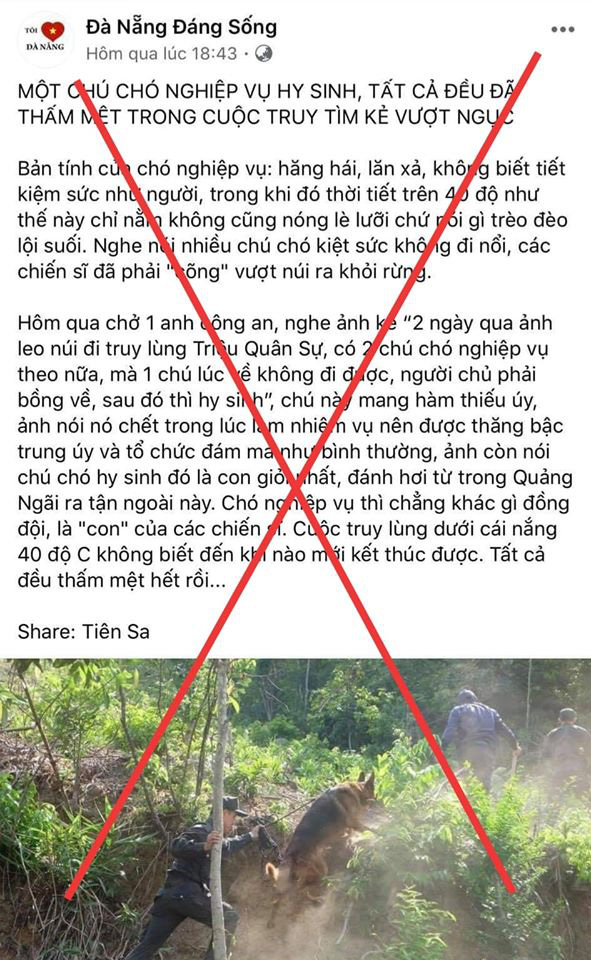 Thông tin chó nghiệp vụ hy sinh khi truy tìm tội phạm nguy hiểm vượt ngục là không chính xác - Ảnh 5. Thông tin chó nghiệp vụ hy sinh khi truy tìm tội phạm nguy hiểm vượt ngục là không chính xác - Ảnh 5.