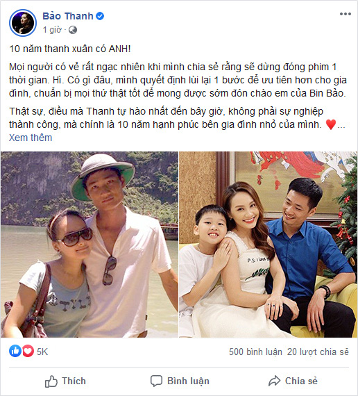 Công khai nịnh chồng, Bảo Thanh tiện thể úp mở luôn chuyện đang mang bầu lần hai - Ảnh 1.