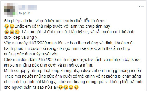 Bỏ 2 triệu thuê thợ chụp ảnh ngày cưới, cô dâu khóc thét khi nhận thành quả cháy sáng đến mờ mịt, biểu cảm thất thần khó tả - Ảnh 1.