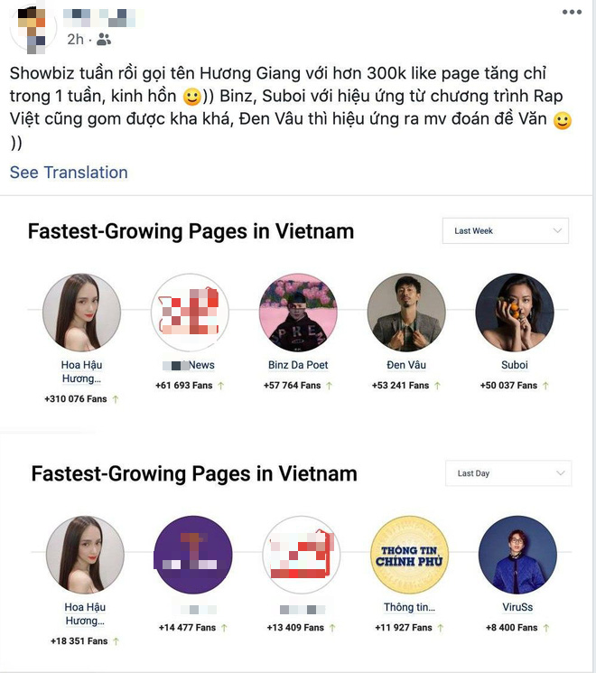 Hương Giang trở thành sao hot nhất Vbiz tuần qua trên Facebook, qua mặt cả Binz - Suboi nhờ chuyện tình với Matt Liu - Ảnh 2.
