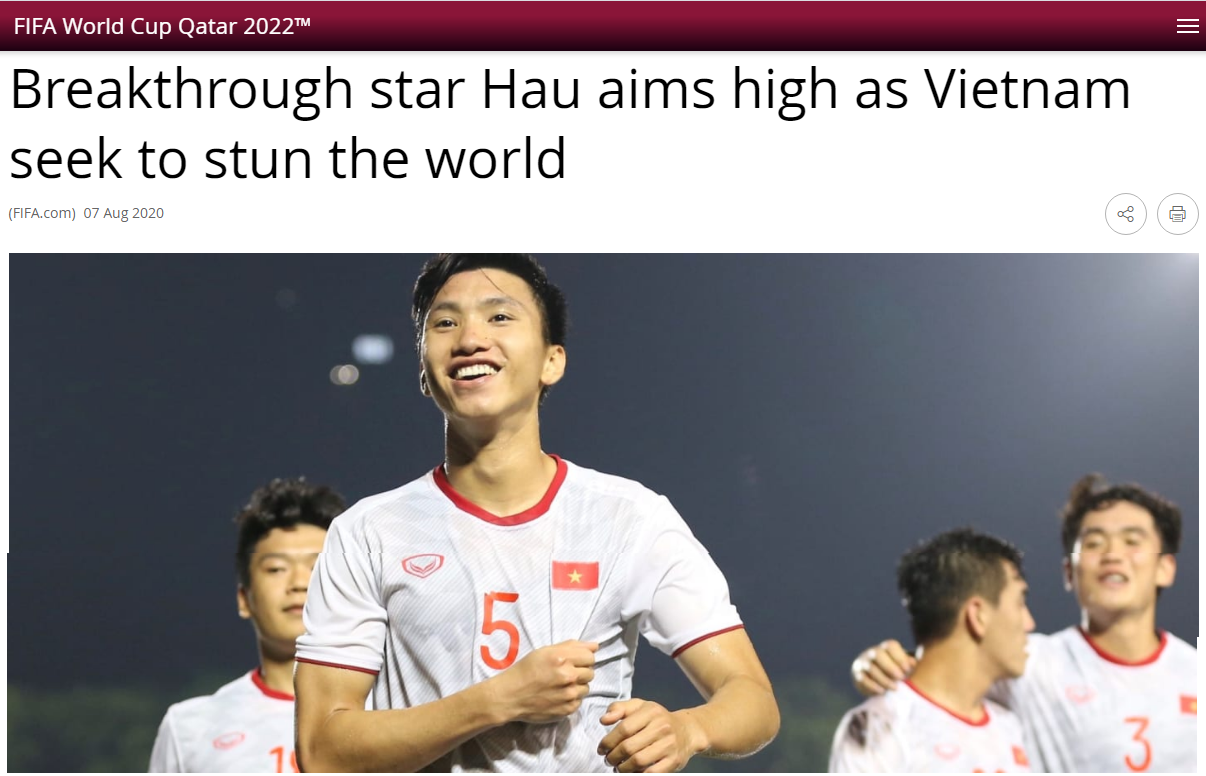 FIFA phỏng vấn Đoàn Văn Hậu, nhắc về mục tiêu gây choáng váng thế giới của ĐT Việt Nam - Ảnh 1.