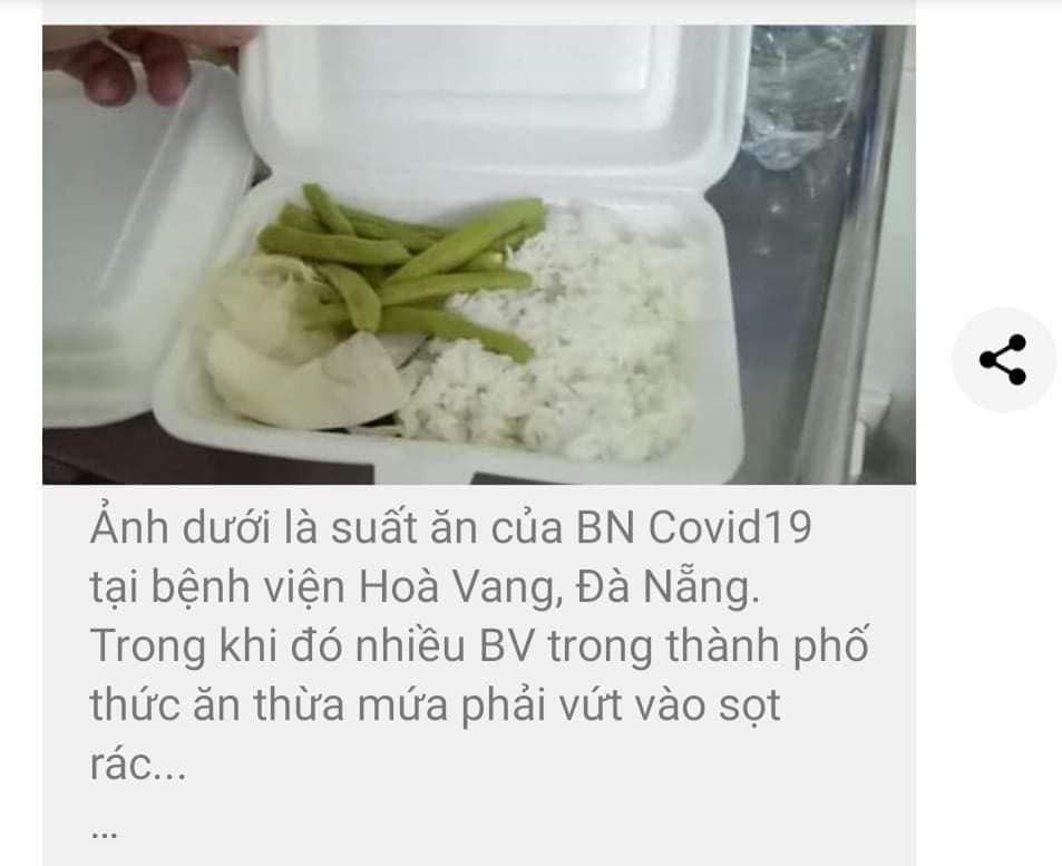 Thực hư suất ăn chỉ có rau và cơm cho bệnh nhân Covid-19 ở bệnh viện dã chiến Hòa Vang? - Ảnh 1.