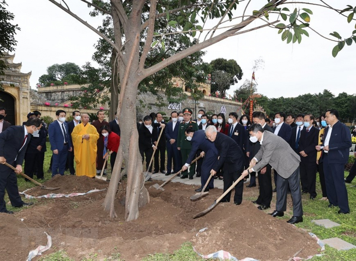 Tổng Bí thư, Chủ tịch nước dâng hương và trồng cây tại Hoàng Thành Thăng Long - Ảnh 1.