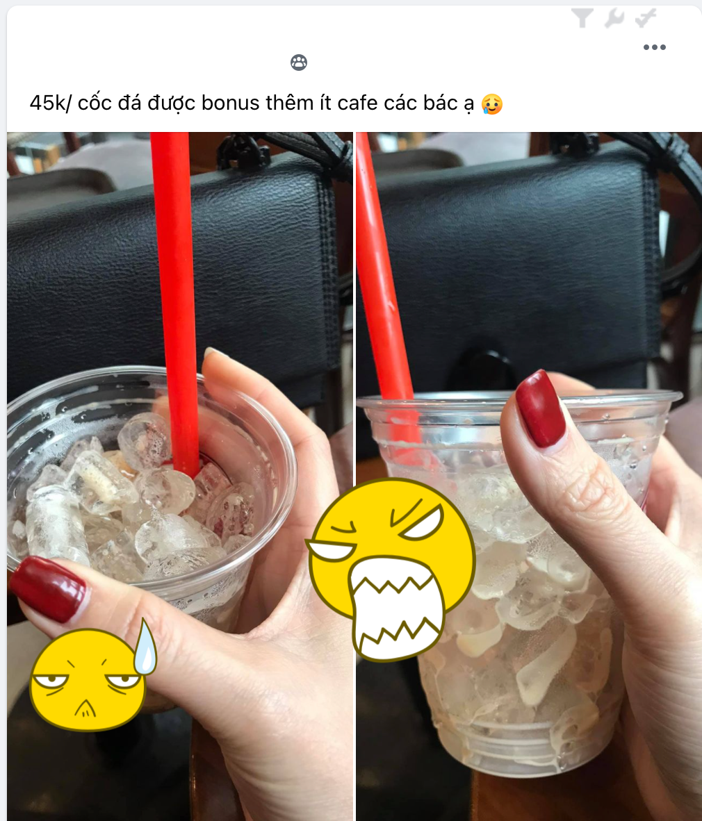 Cô gái khóc ròng khoe ly đá trị giá 45k được khuyến mãi thêm tí cà phê, netizen ào ào vào khuyên nhủ giải thích nguyên do - Ảnh 1.