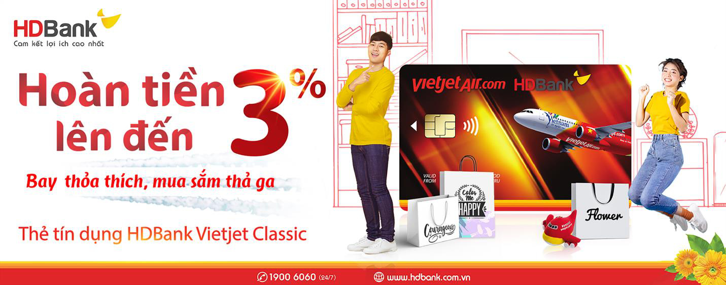 Nhận ưu đãi mỗi ngày khi thanh toán bằng thẻ đồng thương hiệu HDBank Vietjet Classic - Ảnh 1.