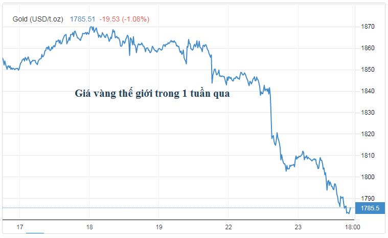 Giá vàng xuyên thủng đáy 1.800 trong đà lao dốc thê thảm - Ảnh 1.