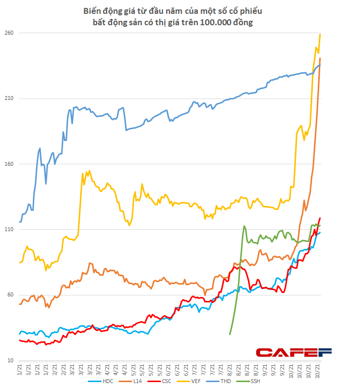 Tăng gấp đôi gấp ba trong thời gian ngắn, mặt bằng giá cổ phiếu bất động sản tăng chóng mặt lên 7x-9x, nhiều mã thậm chí lên đến vài trăm nghìn đồng - Ảnh 1.