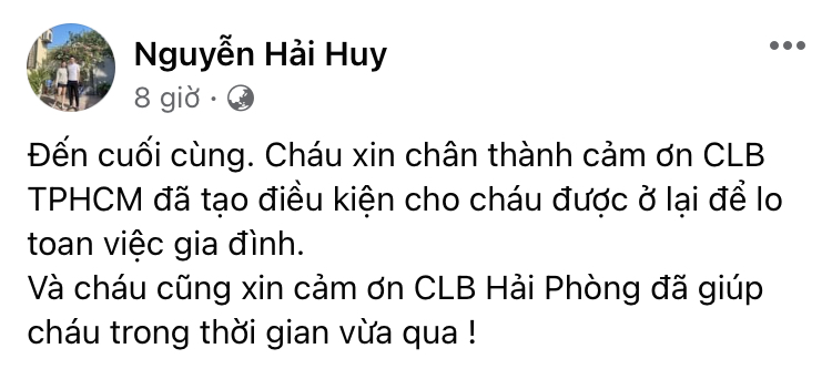 Hải Huy &quot;quay xe' thành công, khép lại những tranh cãi với CLB TP.HCM - Ảnh 1.