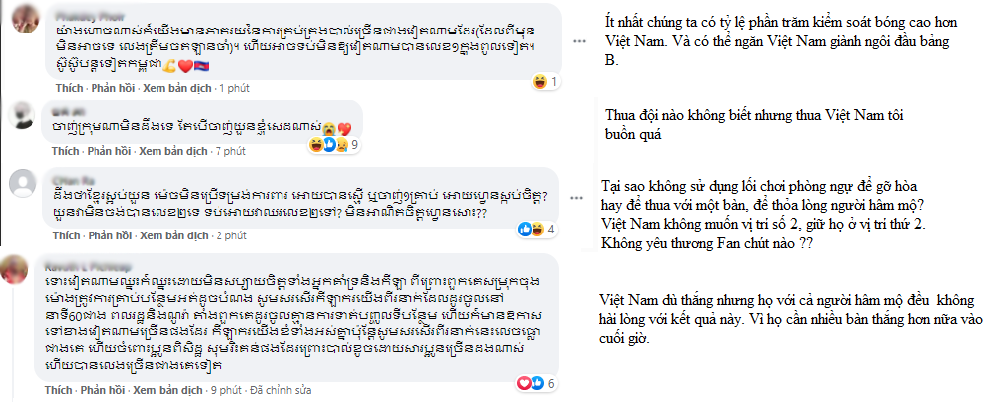 Fan Campuchia: &quot;Ít nhất chúng ta có tỷ lệ phần trăm kiểm soát bóng cao hơn đội tuyển Việt Nam&quot; - Ảnh 1.