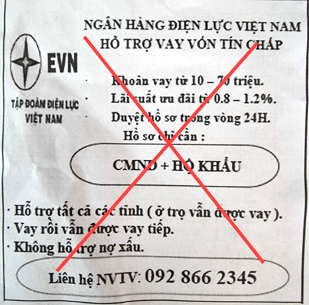 HCM: phát tờ rơi cho vay tín chấp giả mạo thương hiệu của EVN - Ảnh 1.