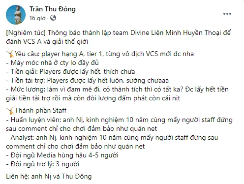 Divine Esports chiêu mộ HLV Tinikun, thành lập đội LHMT với tiêu chí tuyển chọn cực gắt - Ảnh 1.