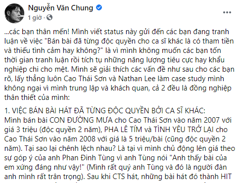 Nguyễn Văn Chung tiết lộ Cao Thái Sơn chỉ mua hit độc quyền 2 năm, việc Nathan Lee làm chưa từng có tiền lệ tại Việt Nam - Ảnh 1.