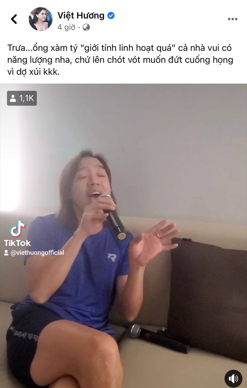 Việt Hương đăng clip ông xã giới tính linh hoạt hát karaoke nhưng bị anti-fan mắng khùng, cách phản dame sau đó cực sâu cay - Ảnh 2.